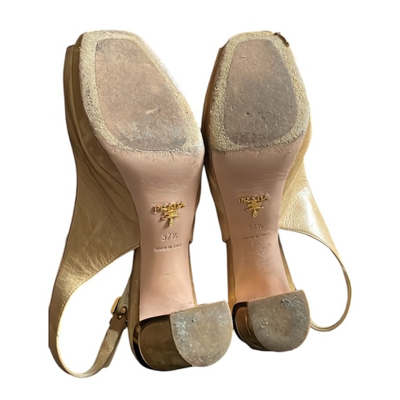 Prada leather peep toe sling back pumps - Picture 4 of 12